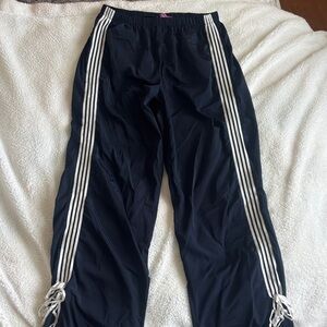 Edikted Navy Track Pants with White Stripes